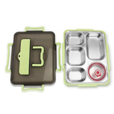 Stainless steel multi-compartment lunch boxes with sealed soup bowls HC-02938-B