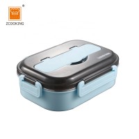 Stainless Steel Bento 4 Compartment 304 Lunch Box With Cutlery And Handbag