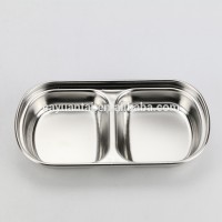 Korean style cheap price stainless steel small dinner plates fast food serving tray / Dishes with 2/3/4 compartments